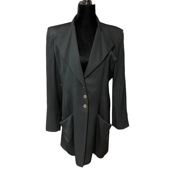 Vintage FENDI 365 Blazer Tuxedo Style Shoulder Pads Logo Buttons IT 46 - Picture 4 of 10